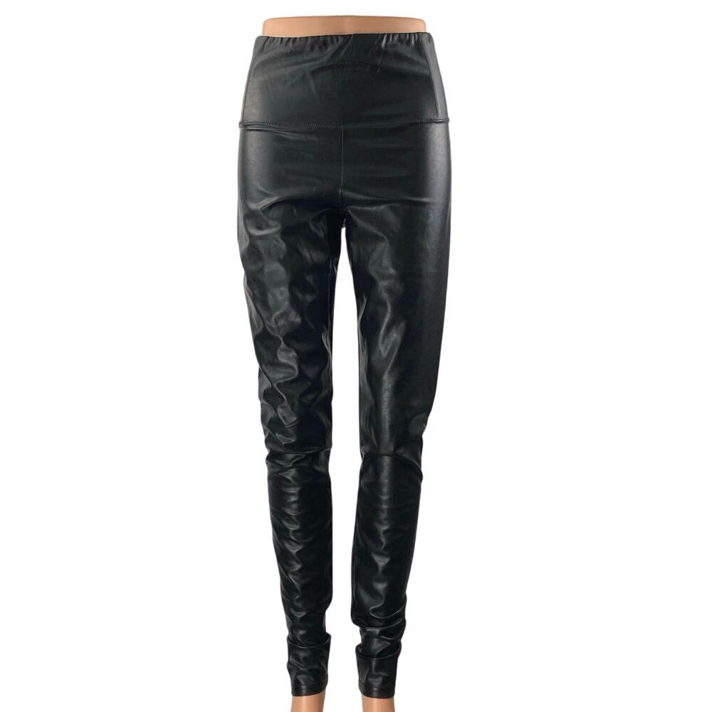 Aritzia Wilfred Free Black Faux Leather Vegan High Waisted Leggings Pants Size M